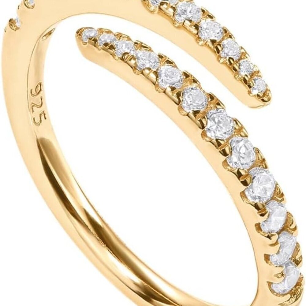 14K Gold Plated Cubic Zirconia Open Twist Eternity Band for Women - Picture 1 of 6